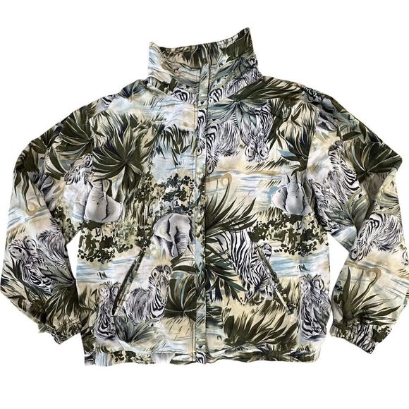 VTG EVR 90s Y2K Satin Jungle Safari Lightweight Windbreaker Jacket Women Size PS - Picture 9 of 16